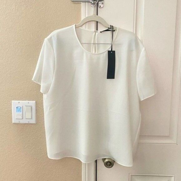 Jenni Kayne Crepe T-shirt Blouse Ivory - Picture 2 of 7